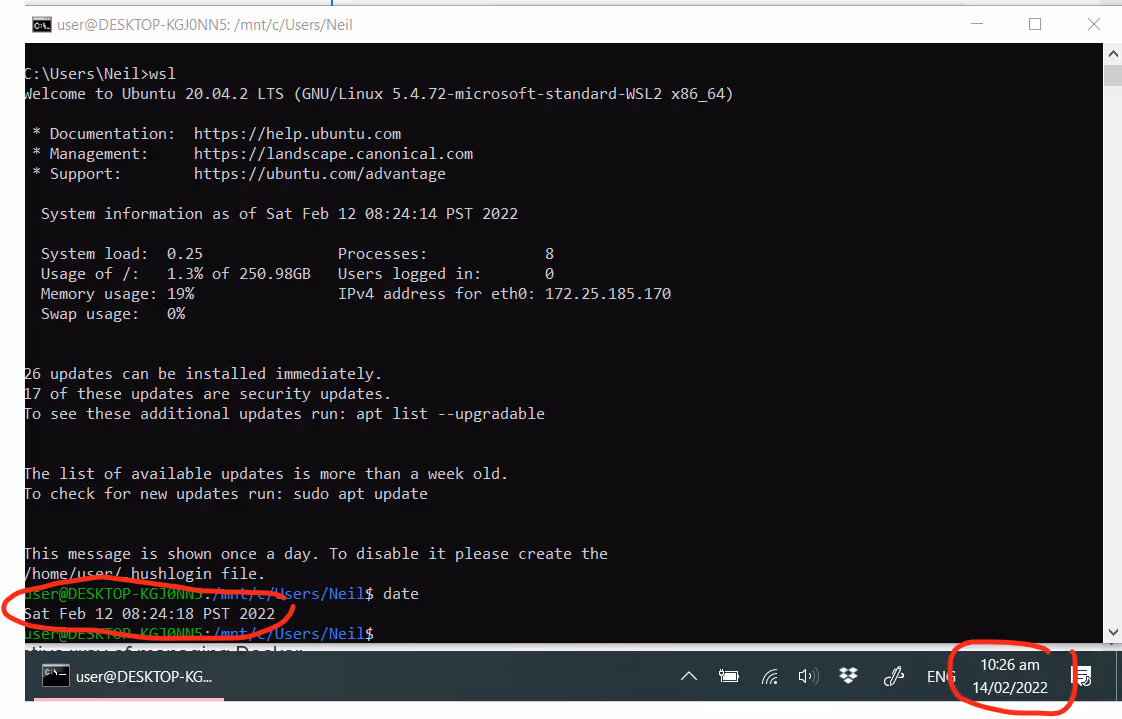 WSL2 - Suspend Resume RTC bug
