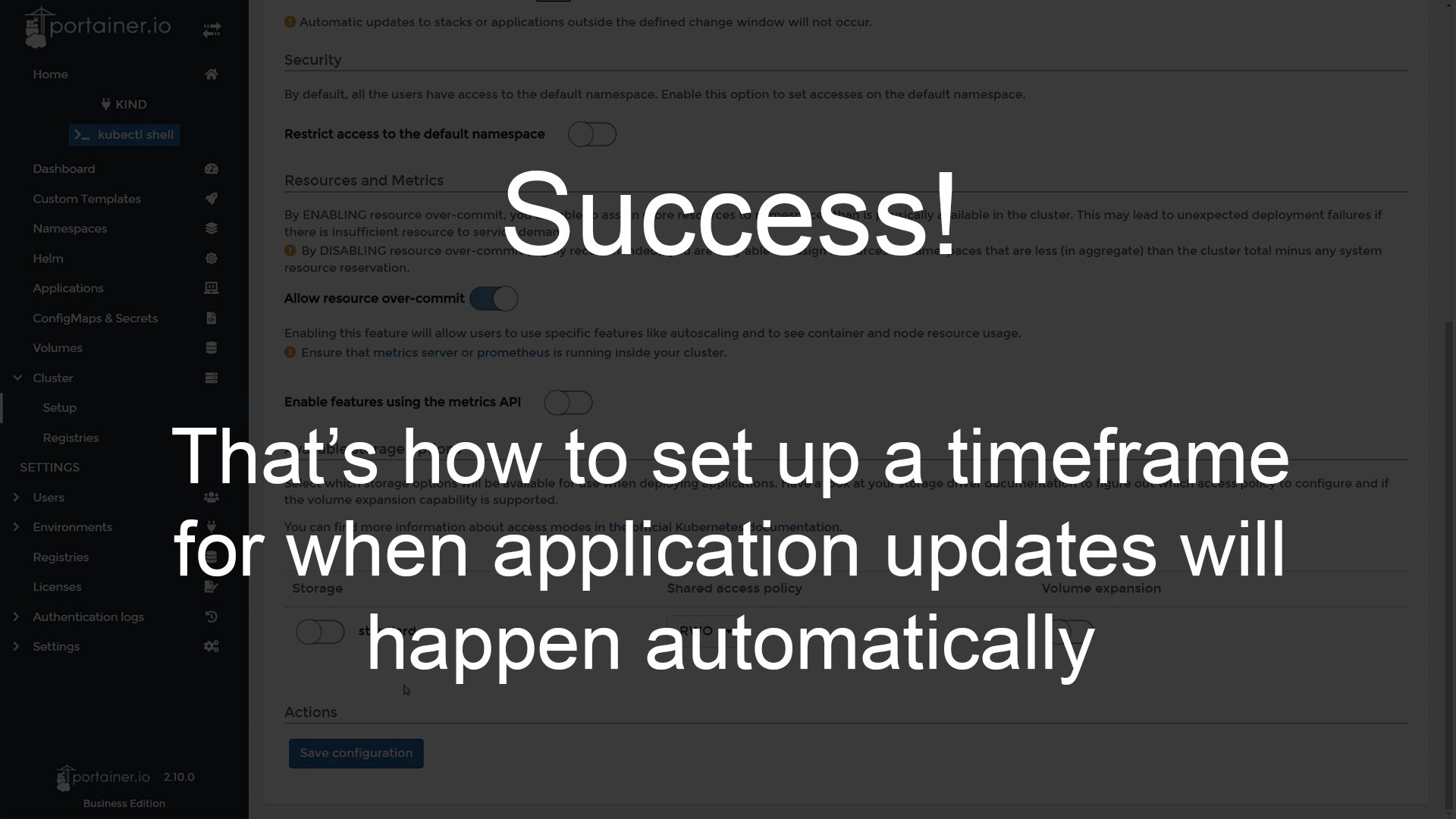 You have now set up a time frame for automatic application updates