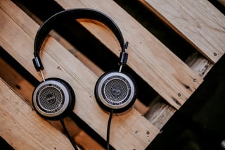Headphones on Wooden Surface