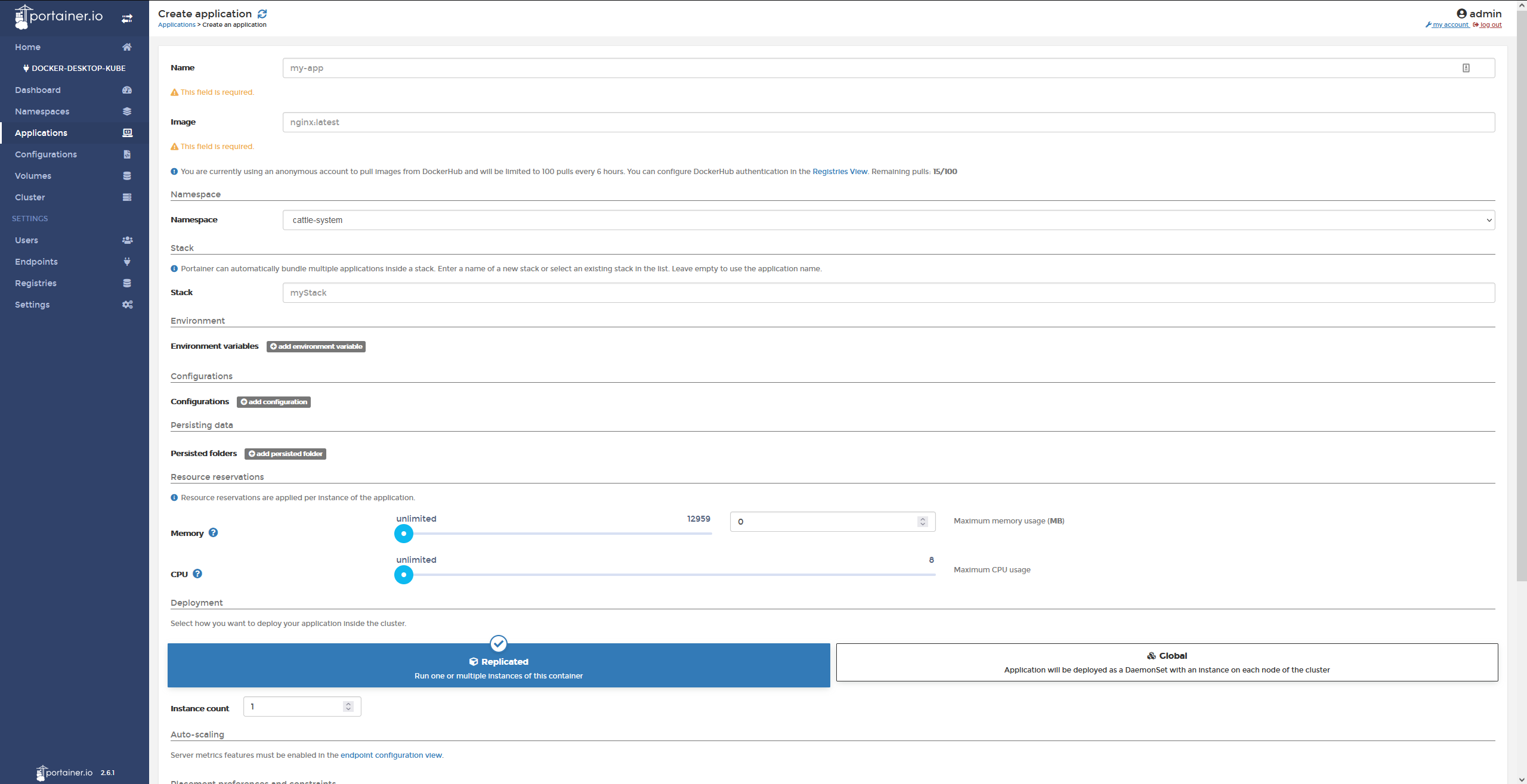 Screenshot for Kubernetes Dashboard blog