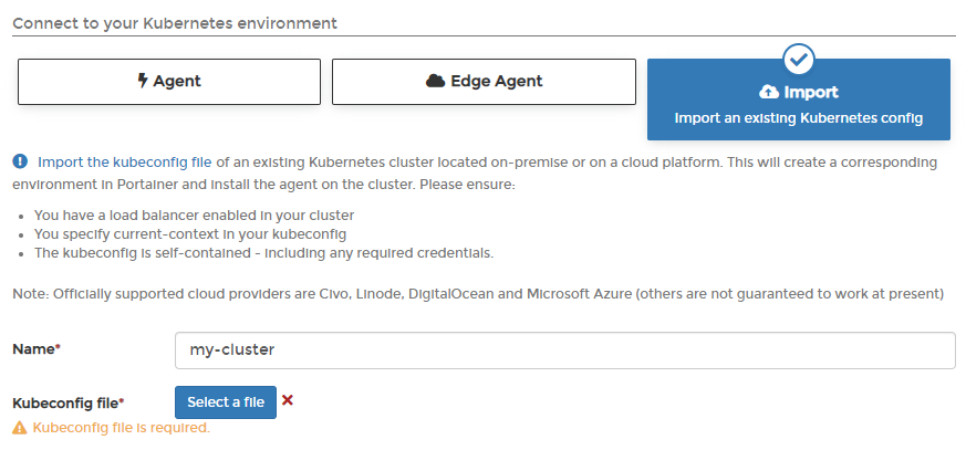 Portainer Import Your Existing Kubernetes Environment